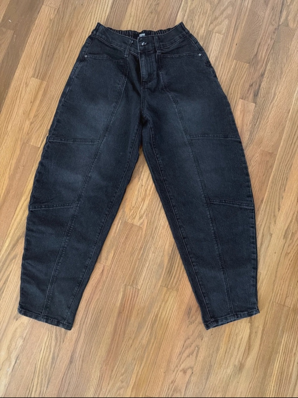 Women's Black Cropped Panel Jeans - Lightweight Casual